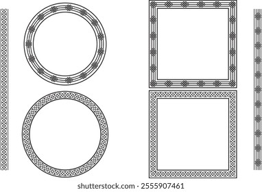 Vector illustration Greek pattern. Roman ellipse frame. Outline Greece border isolated on white background. Round Greece boarder for design prints. Circular ancient ornament. Fret Rome key stripes. 