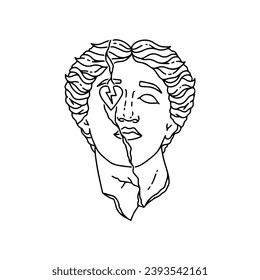 vector illustration of greek statue of cracked man concept