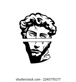 vector illustration of a greek statue in two