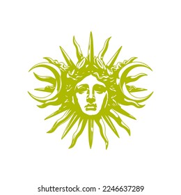 vector illustration of greek sun statue