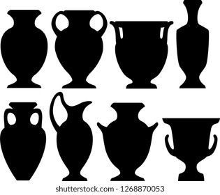 Vase Shapes Images Stock Photos Vectors Shutterstock   Vector Illustration Greek Vases Silhouette 260nw 1268870053 