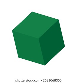 Vector illustration of green 3d cube isolated on transparent background.