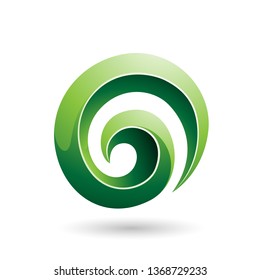 Vector Illustration of Green 3d Glossy Swirl Shape isolated on a white background
