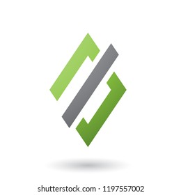 Ilustración vectorial de la forma de diamante y rectángulo abstracto verde aislado en un fondo blanco