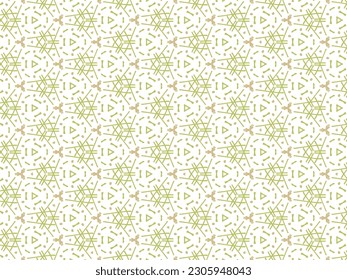 Vector Illustration of Green Abstract Mandala or Ikat Texture Seamless Pattern for Wallpaper Background.
