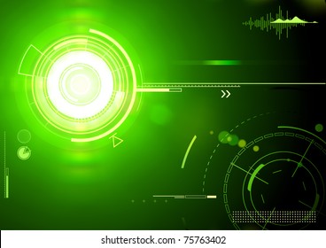 Vector Illustration Of Green Abstract Techno Background