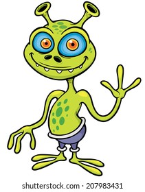 vector illustration of Green alien cartoon