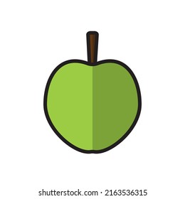 Vector illustration of a green apple, cartoon style. Green ripe apple. Stickers, patches, badges.