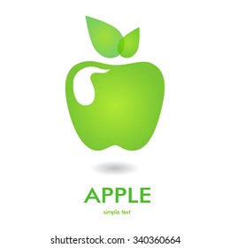 Vector illustration of green apple icon with green leaves