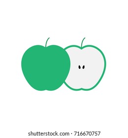 Vector illustration of green apple icon. Flat design