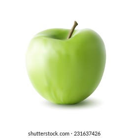 Vector illustration of green apple isolated on white background