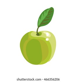 Vector illustration of green apple. Isolated on white.