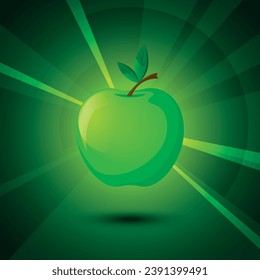 vector illustration. Green apple on a green background