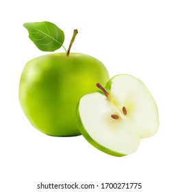 Vektorillustration-Illustration eines grünen Apfels mit echten Farben.