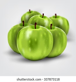 vector illustration green apple from the tree for a vegetarian salad and other tasty recipes