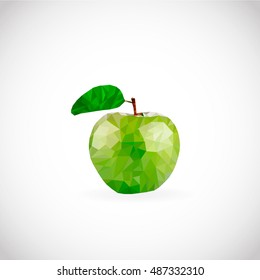 Vector illustration of green apple triangulation.