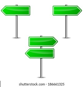 Vector illustration of green arrows sign on white background