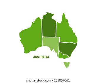 Vector illustration of a green Australia map