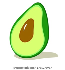 Vector illustration of green avocado  on white isolated background. Flat style