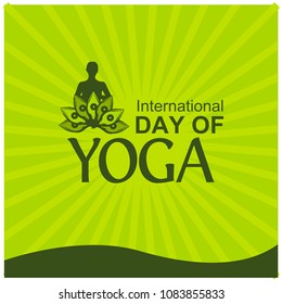 Vector illustration green background for celebrating International Yoga Day  of June 2. Designs for posters, backgrounds, cards, banners, stickers, etc