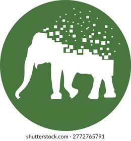 A vector illustration with a green background depicts  climate change significantly impacts elephants through extreme heat, water scarcity, and habitat loss, with older elephants particularly vulnerable.
