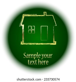 Vector illustration of Green background. Hous.