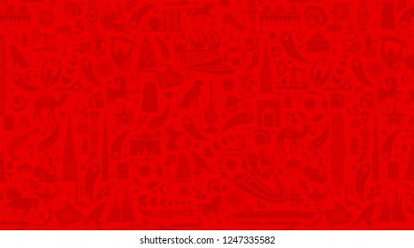 Vector illustration green background. Lettering welcome to United Arab Emirates. World of UAE pattern with modern and traditional elements. 2018, 2019 trend. Asian Football Cup, Club World Cup in UAE.