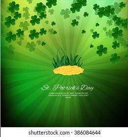 Vector illustration or green background for lucky day st. Patrick's day with beautiful typography.
