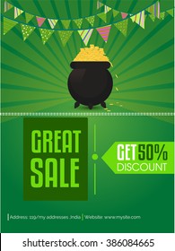 Vector illustration or green background for lucky day st. Patrick's day with beautiful typography.