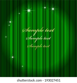 Vector illustration of Green  background with sparkles, gold text