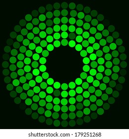 Vector illustration of Green ball on a black background 