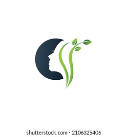 Ilustración vectorial de la belleza verde y el logotipo de la hoja