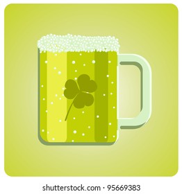 Vector illustration of a green beer glass with clover for St. Patrickâ??s Day