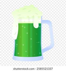 Vector illustration of Green Beer Mug on transparent background