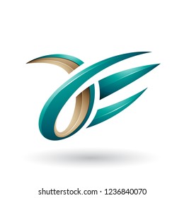 Vector Illustration of Green and Beige 3d Claw Shaped Letter A and E isolated on a White Background