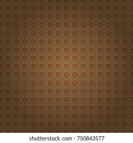 Vector illustration. Vector green, beige and brown simple mandala optical illusion, psychedelic trippy abstract seamless pattern texture.