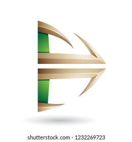 Ilustración vectorial de la forma de flecha con relieve verde y peinado aislada en un fondo blanco
