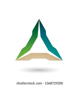 Vector Illustration of Green and Beige Spiked Triangle isolated on a white background