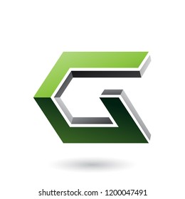 Vector Illustration of Green and Black 3d Angled Icon for Letter G isolated on a White Background