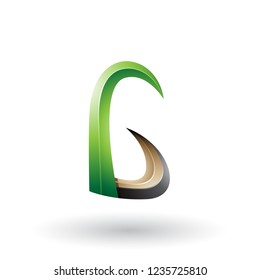 Vector Illustration of Green and Black 3d Horn Like Letter G isolated on a White Background