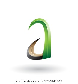 Vector Illustration of Green and Black 3d Horn Like Letter A isolated on a White Background