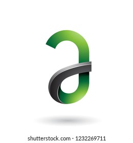 Vector Illustration of Green and Black Bold Curvy Letter A isolated on a White Background