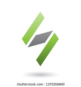 Vector Illustration of Green and Black Diamond Shaped Letter S isolated on a White Background