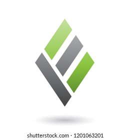 Vector Illustration of Green and Black Diamond Shaped Letter E isolated on a White Background