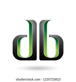 Ilustración vectorial de las letras D y B de color verde y negro aisladas en un fondo blanco