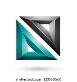 Vector Illustration of Green and Black Frame Like Embossed Square Shape isolated on a White Background