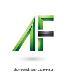 Vector Illustration of Green and Black Glossy Dual Letters of A and F isolated on a White Background