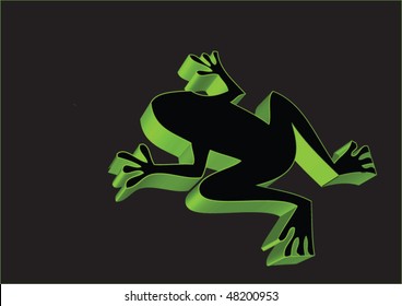 vector illustration with green black plastic frog