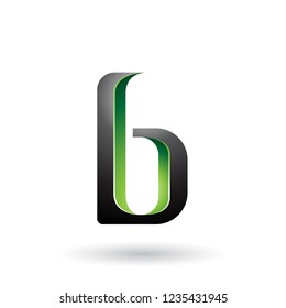 Vector Illustration of Green and Black Shaded Letter B isolated on a White Background