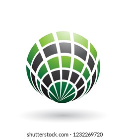 Vector Illustration of Green and Black Shell Like Round Icon isolated on a White Background